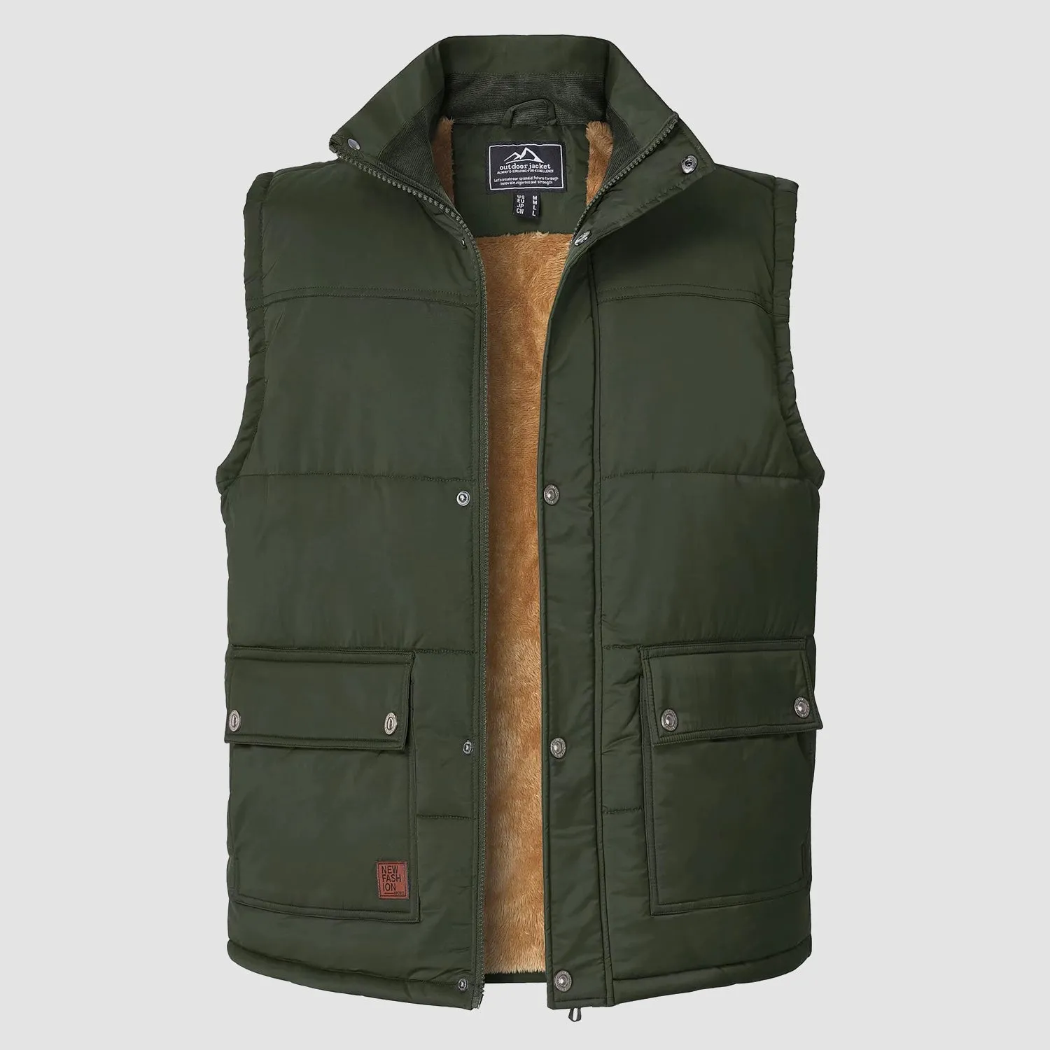 Men's Padded Vest Warm Fleece Lined Sleeveless Jacket