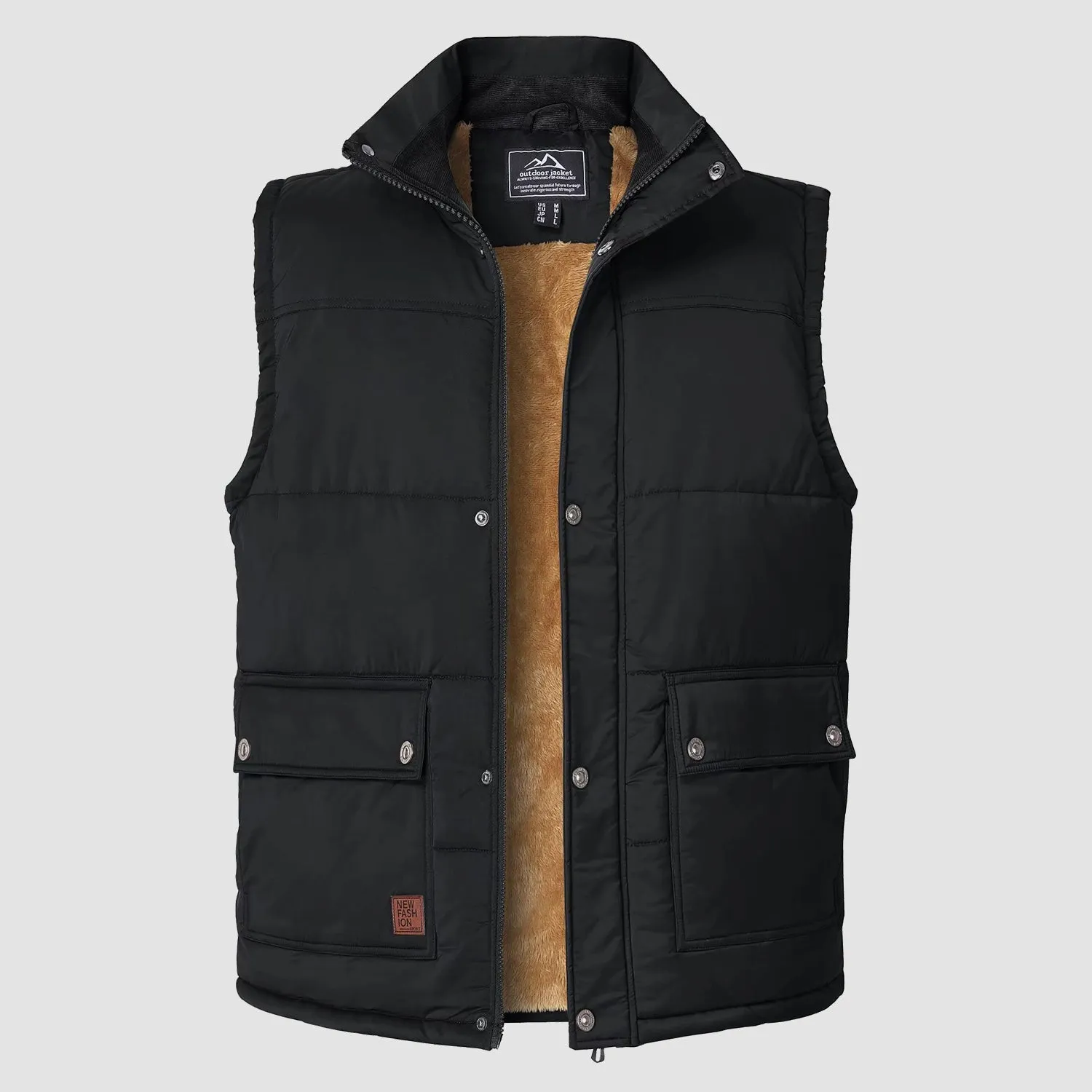 Men's Padded Vest Warm Fleece Lined Sleeveless Jacket