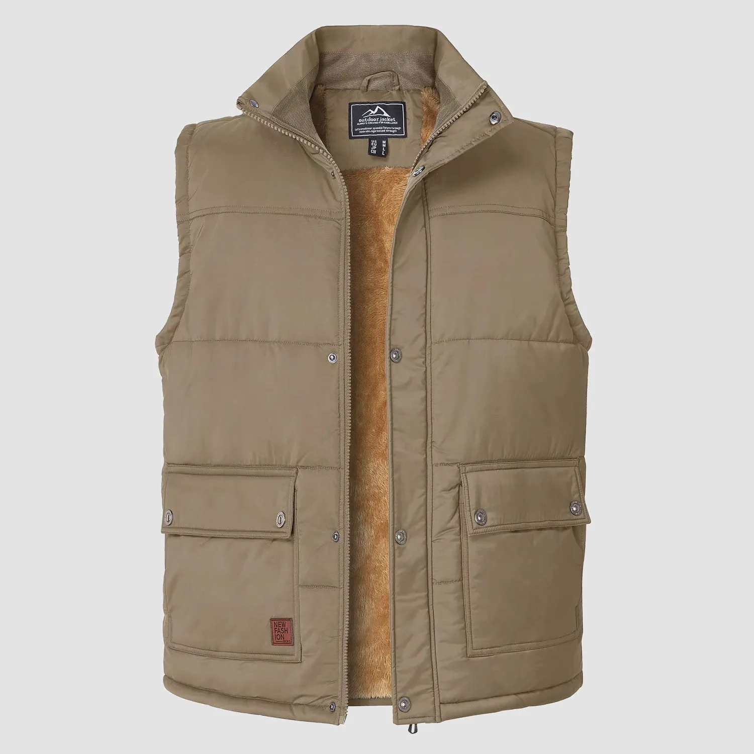 Men's Padded Vest Warm Fleece Lined Sleeveless Jacket