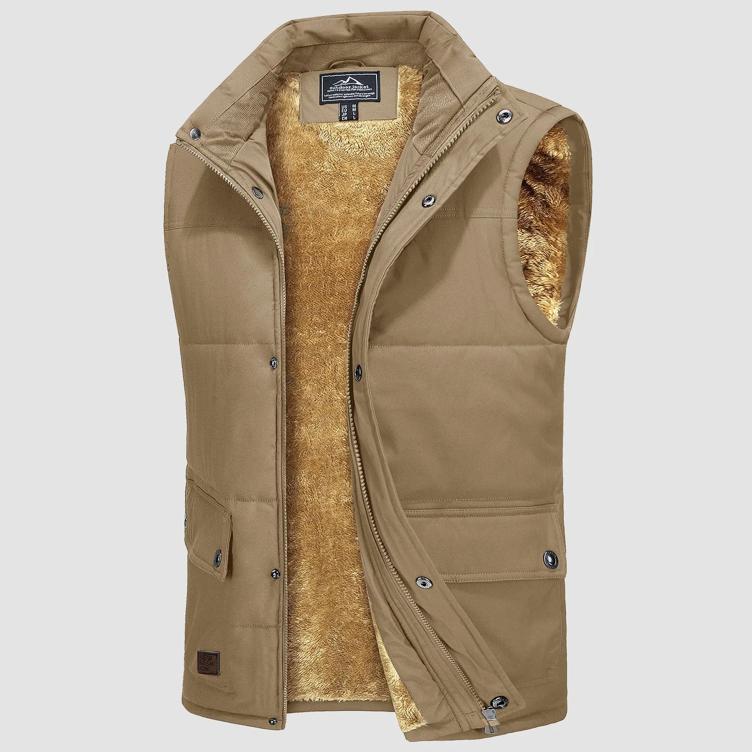 Men's Padded Vest Warm Fleece Lined Sleeveless Jacket