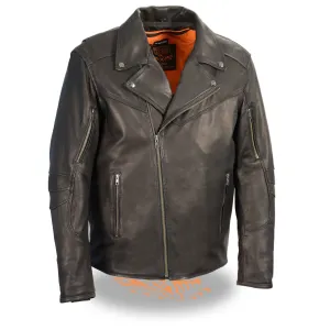 Milwaukee Leather MLM1516 Black Real Leather Motorcycle Jacket for Men – Vintage Brando Style Biker Jacket