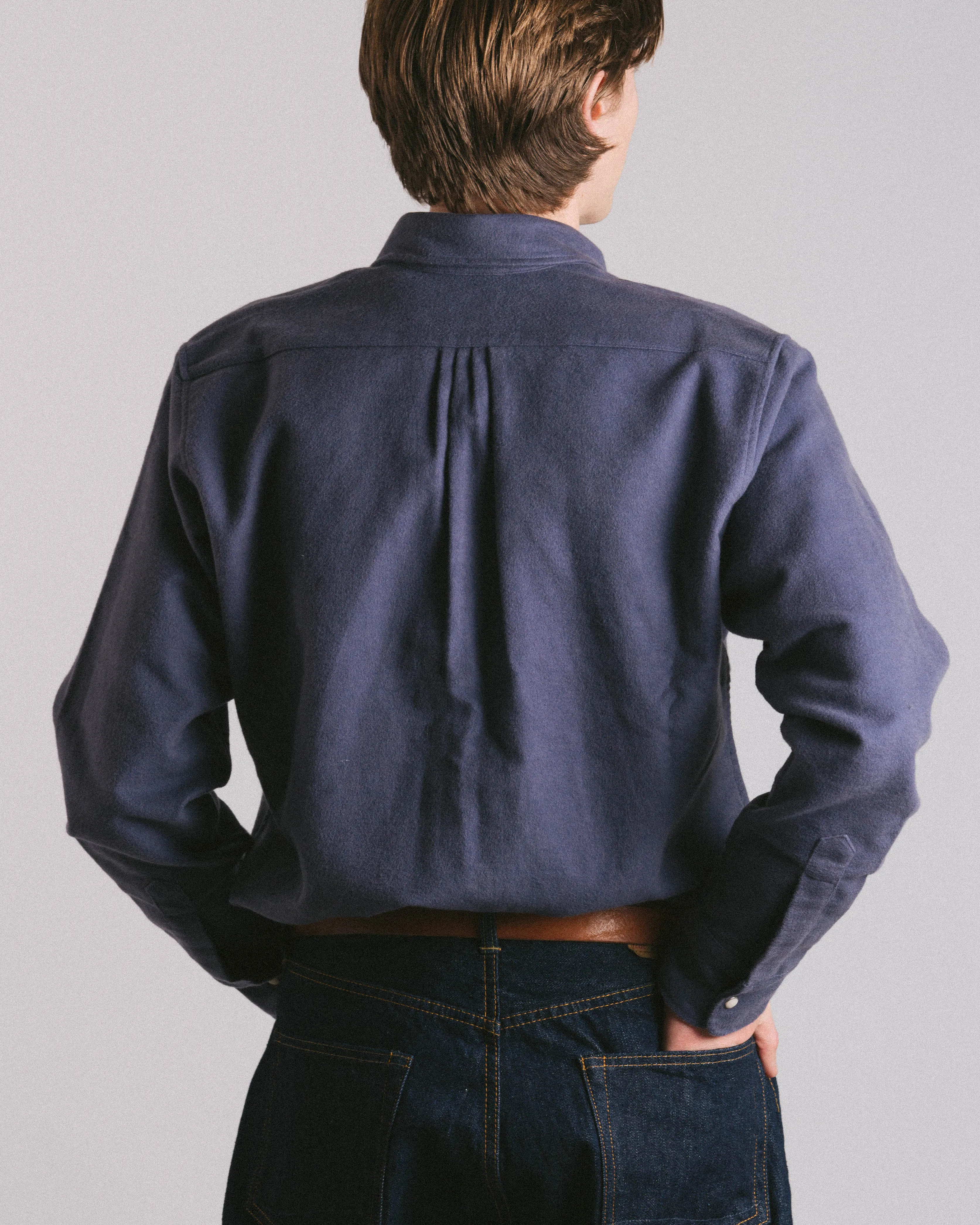 MOLESKIN PEARLSNAP SHIRT - FADED NAVY