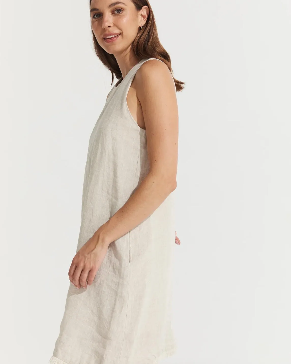 Montaigne Grace Linen Shift Dress with Raw Seam