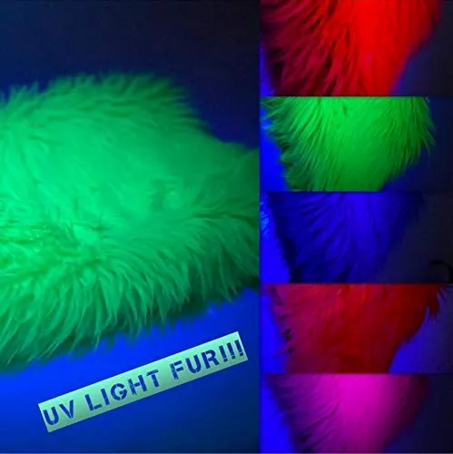 Neon Orange UV Reactive Solid Shaggy Faux Fur Fabric / Sold By The Yard