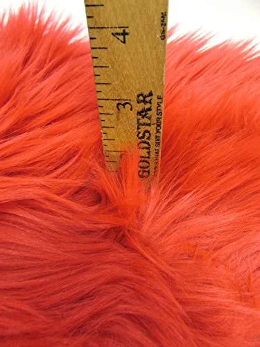 Neon Orange UV Reactive Solid Shaggy Faux Fur Fabric / Sold By The Yard