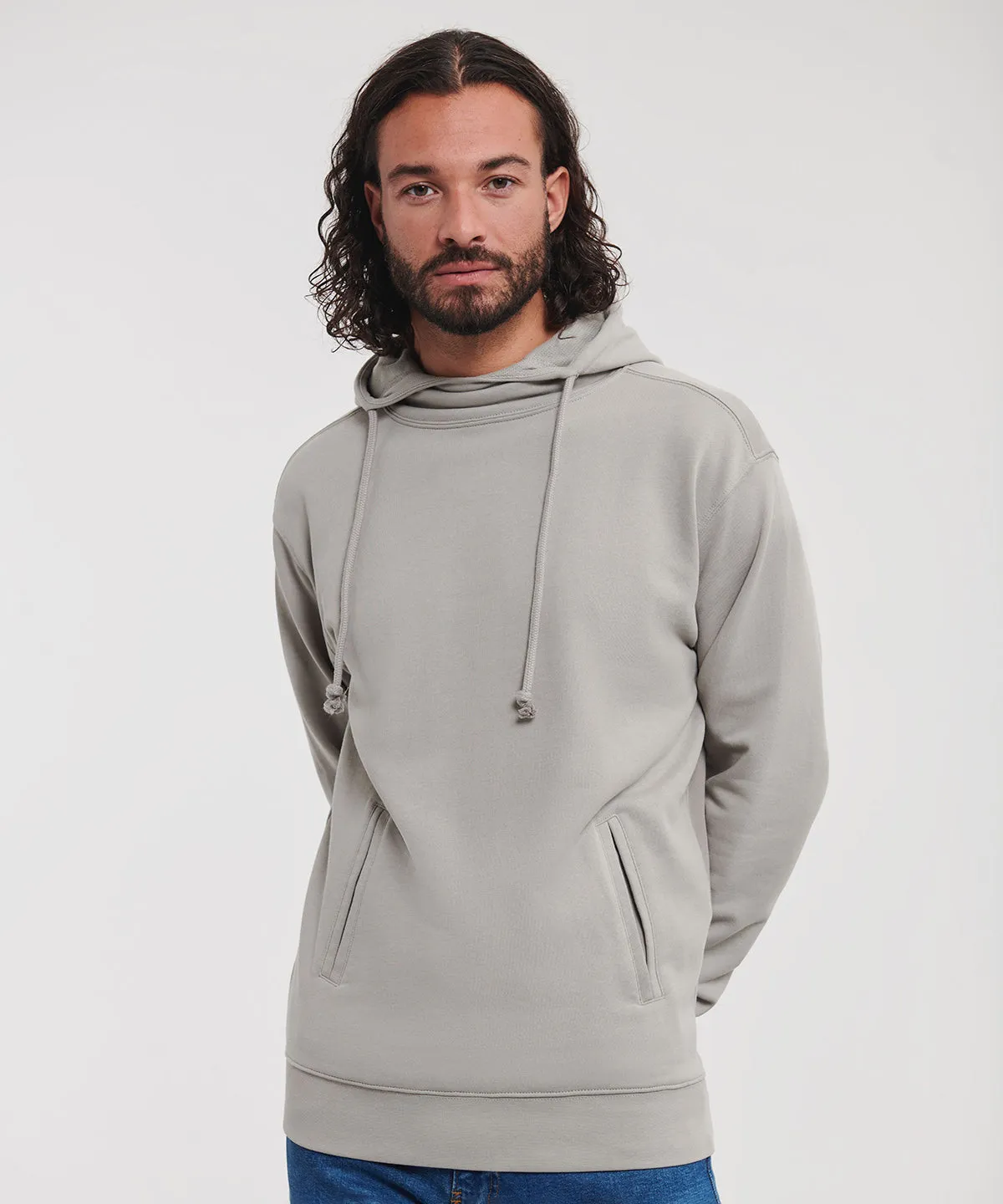 Pure organic high collar hooded sweatshirt | Stone