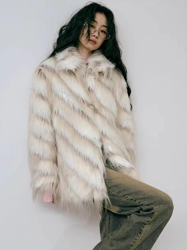 Retro imitation fox fur coat