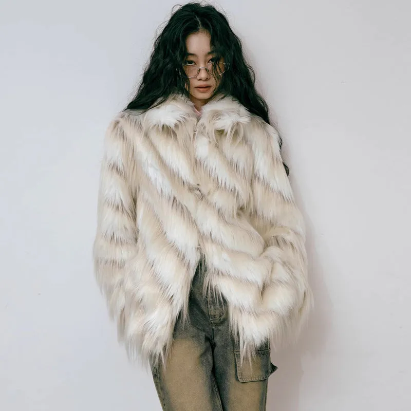 Retro imitation fox fur coat