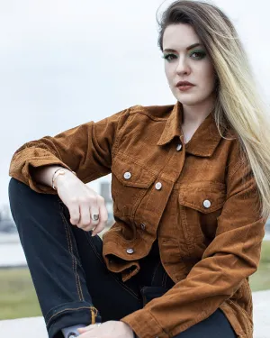 Retro Vintage Washed Tan Corduroy Unisex Western Jacket