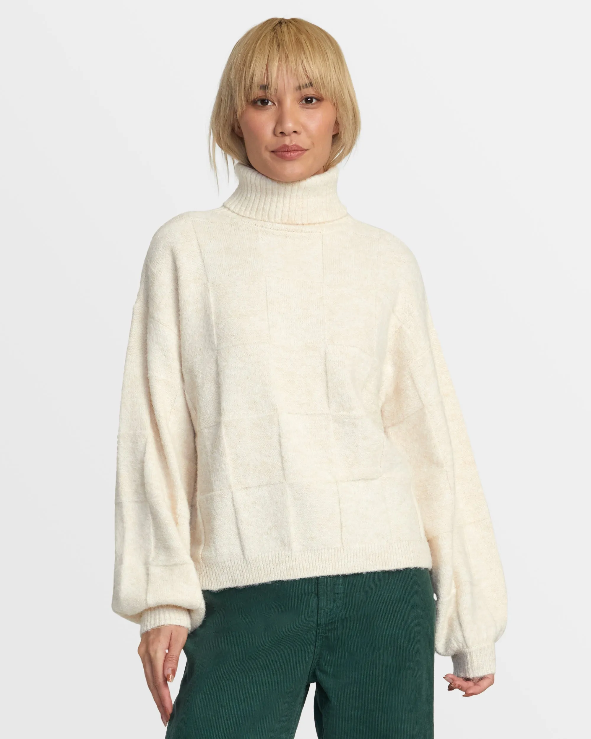 RVCA VINEYARD TURTLENECK SWEATER - OATMEAL