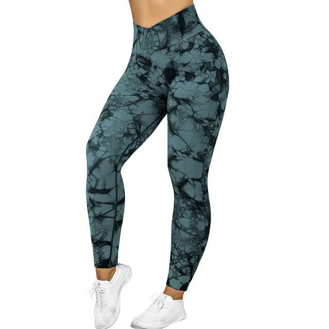 Seamless Tie Dye Leggings Women Yoga Pants Sport Fitness Running Gym Leggings