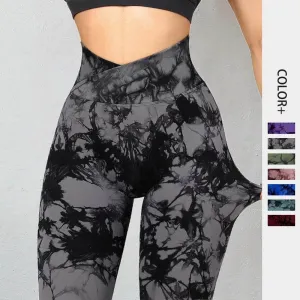 Seamless Tie Dye Leggings Women Yoga Pants Sport Fitness Running Gym Leggings