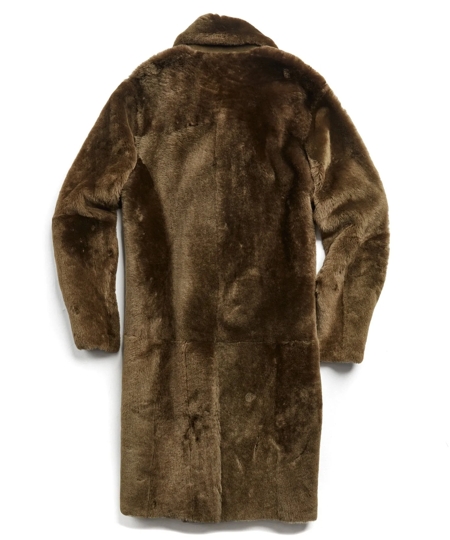 Shearling Double Breasted Topcoat in Olive