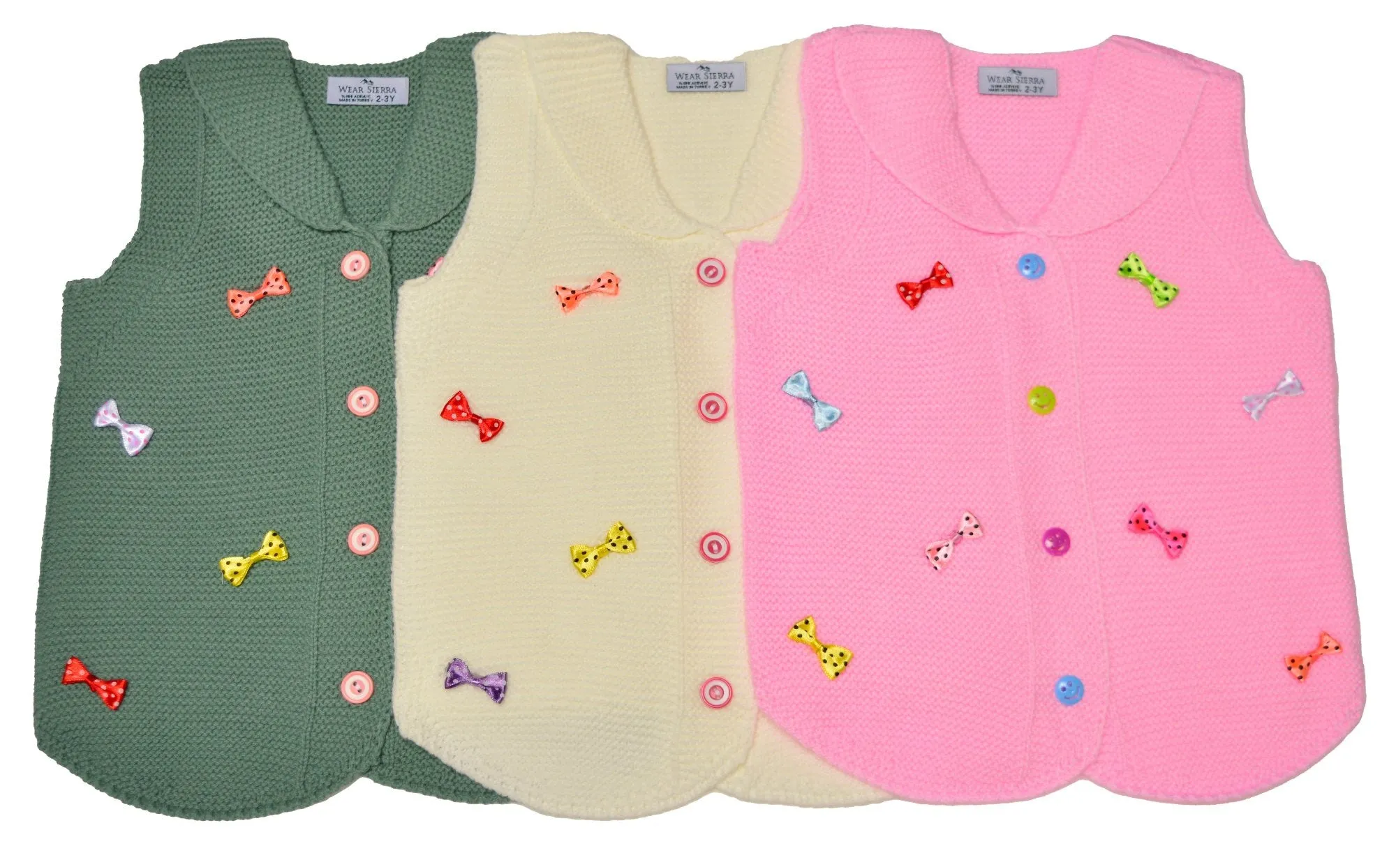 Sleeveless Sweaters For Girls - Button Front Vest for Infants and Toddlers