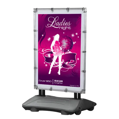 STREET-MASTER™ Sidewalk Sign with Fillable Water Base for 30” x 40” Banners | Heavy Duty, Flex Springs