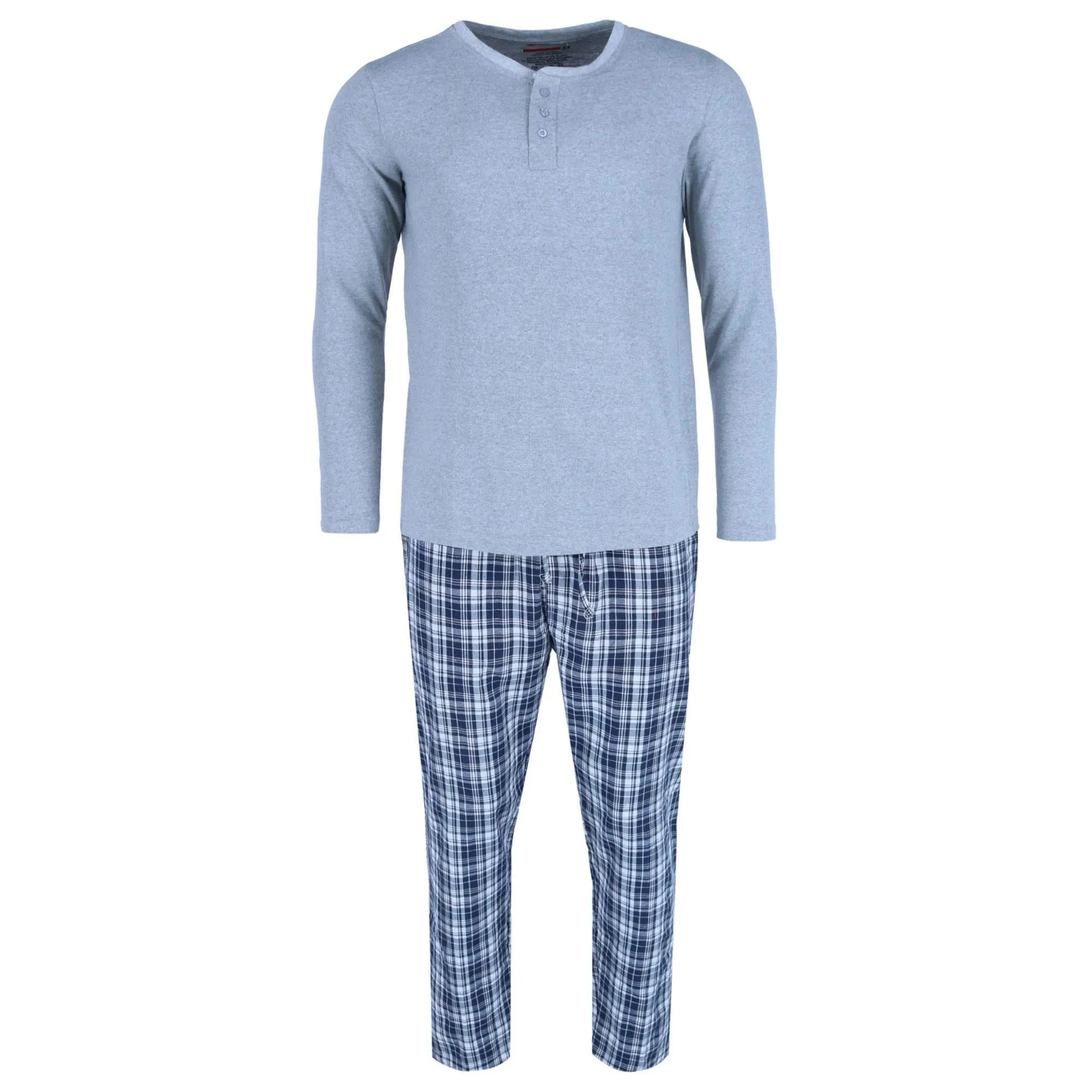 Ten West Apparel Men's Long Sleeve Henley With Flannel Pant Lounge Set