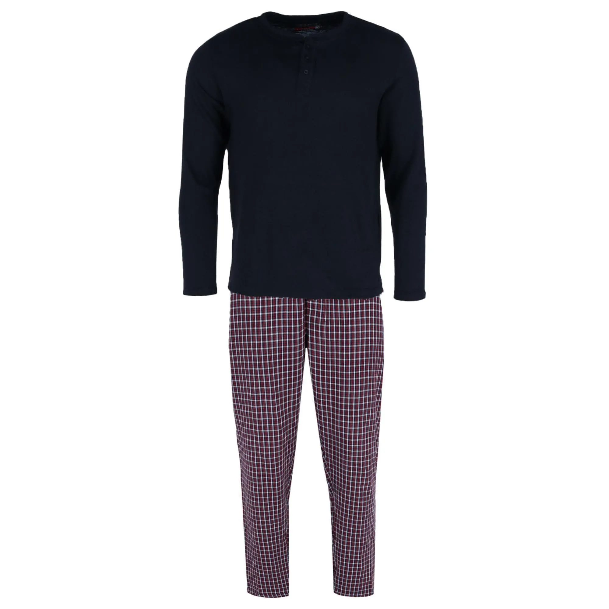 Ten West Apparel Men's Long Sleeve Henley With Flannel Pant Lounge Set