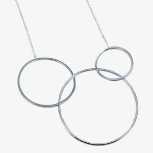 Three Halo Necklace in Sterling Silver