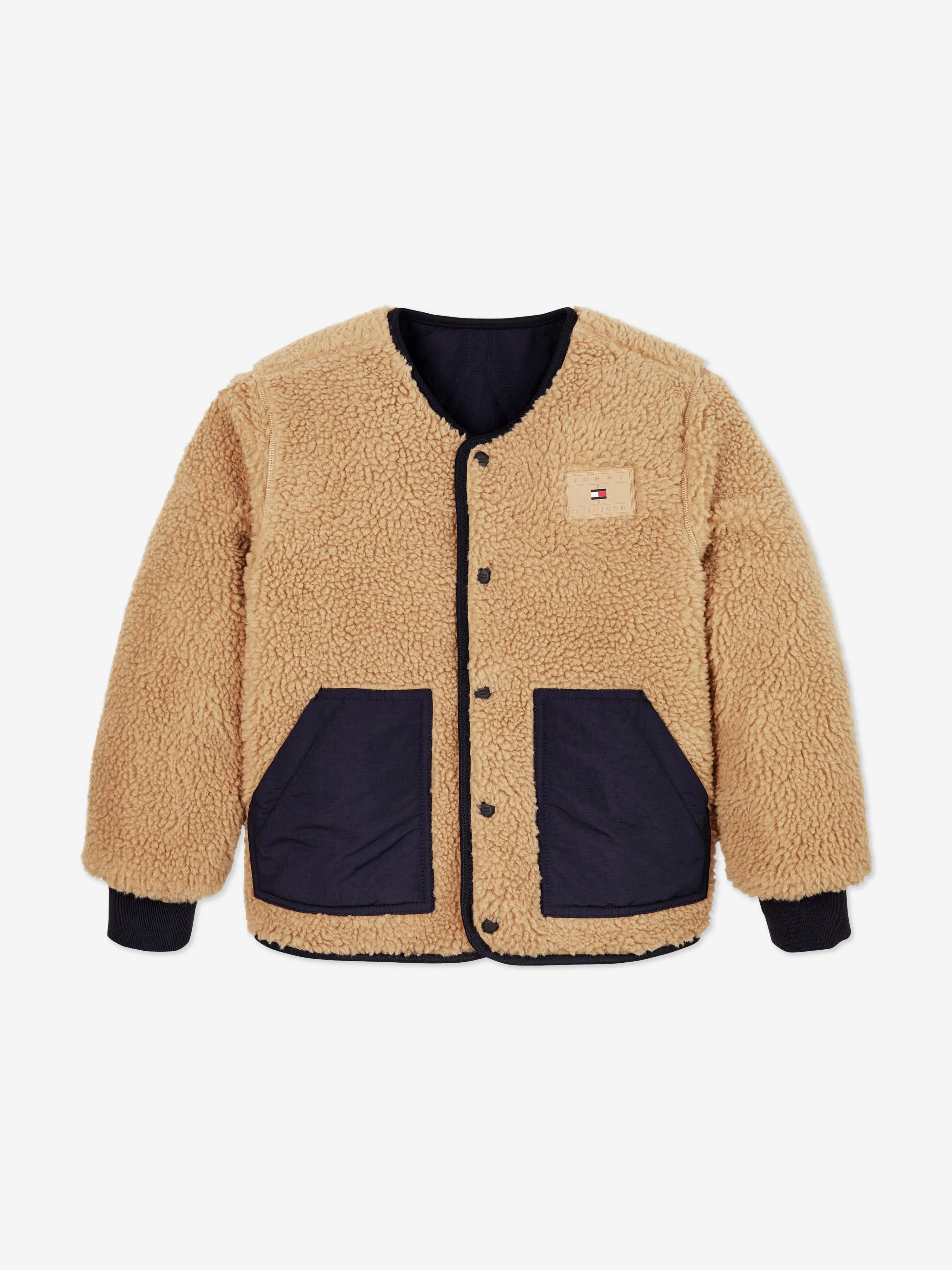 Tommy Hilfiger Boys Reversible Quilted Teddy Jacket in Brown