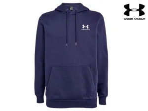 Under Armour Mens Essential Fleece Hoody (Midnight Navy/White)