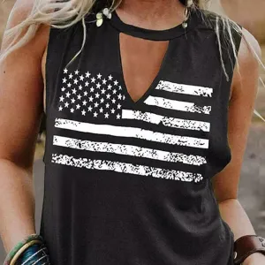 US Flag Loose Outerwear Racerback Tank Top Women