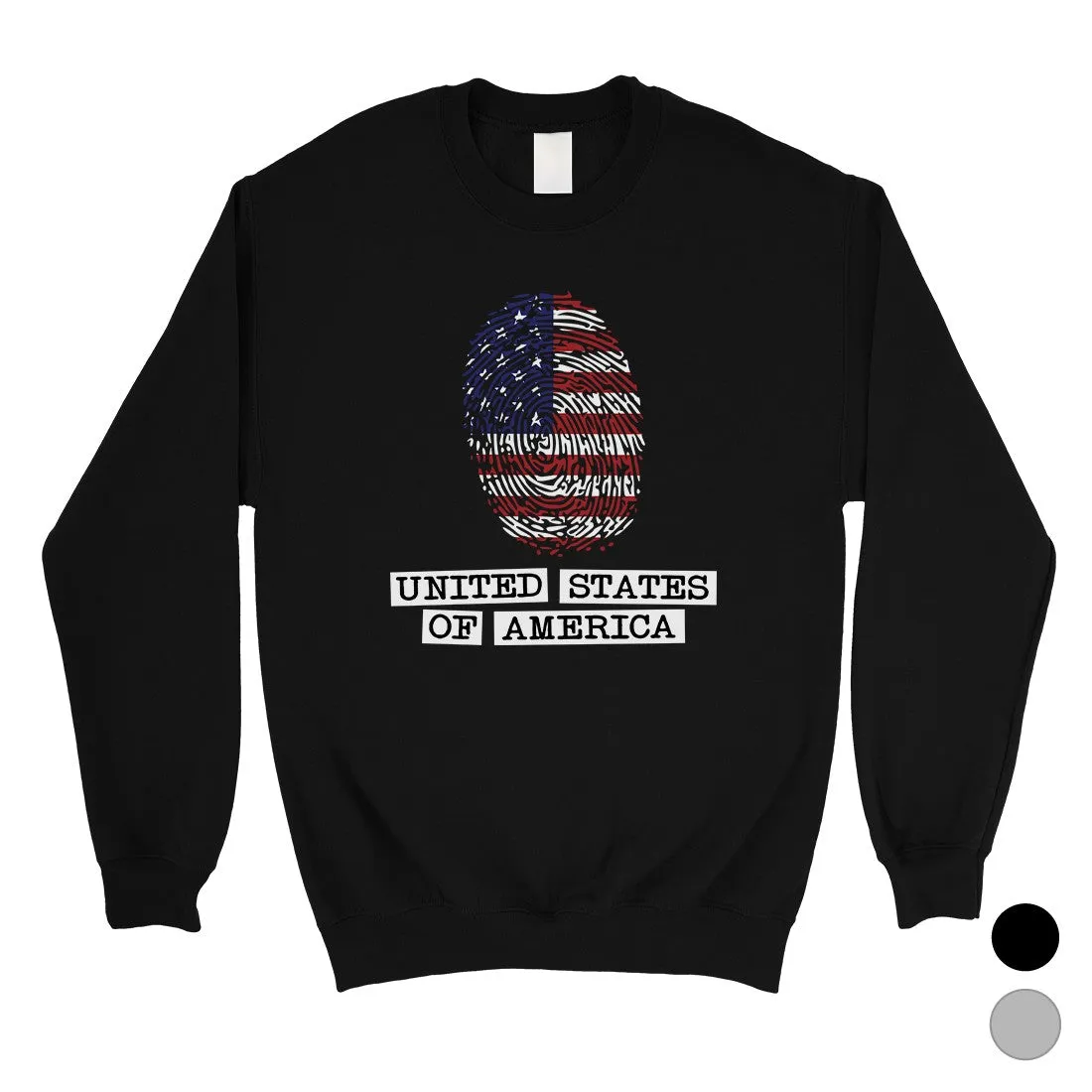 USA Fingerprint Flag Unisex Crewneck Sweatshirt 4th Of July Outfit