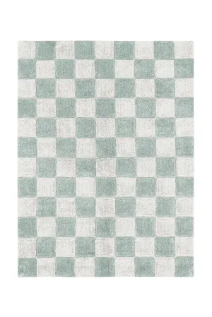 WASHABLE AREA RUG TILES BLUE SAGE