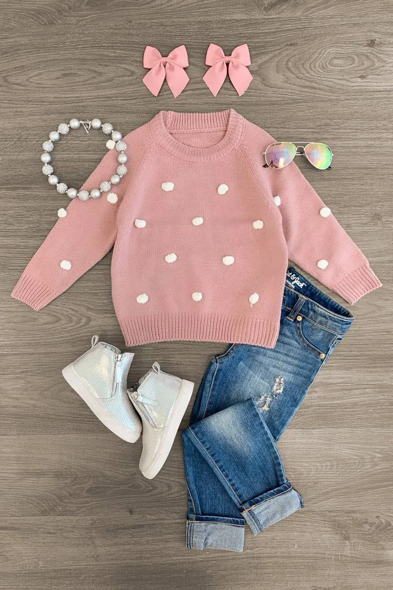 White Pom Pom Sweater