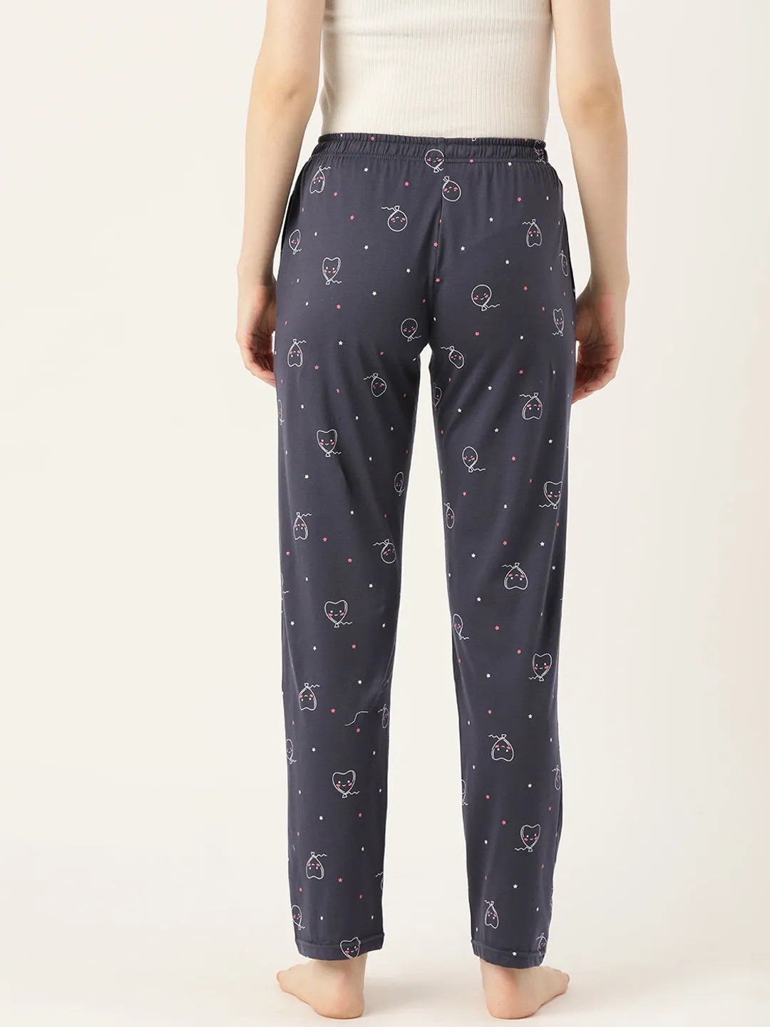 Women's Printed Cotton Navy Blue Lounge Pants | LDLW-2326-1 |