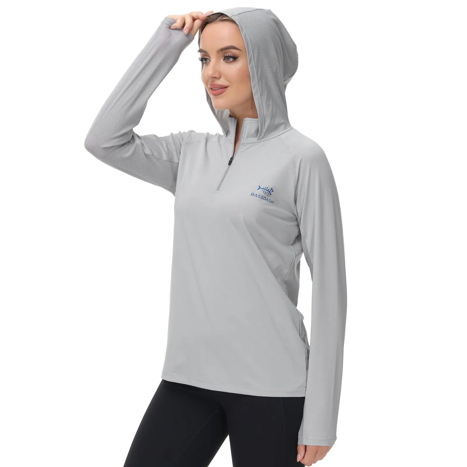 Women’s UPF 50  Long Sleeve Hoodie Half Zip Shirt