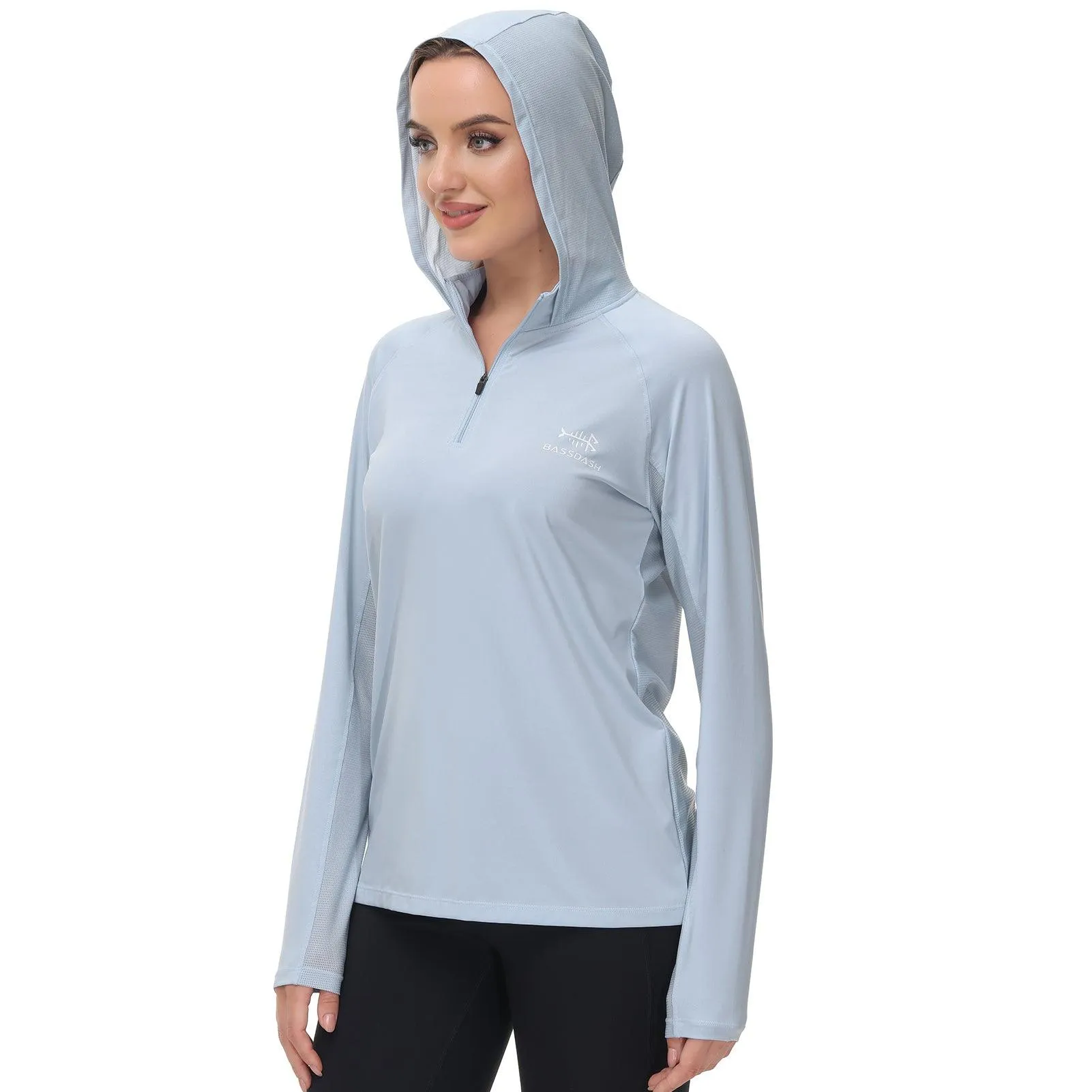 Women’s UPF 50  Long Sleeve Hoodie Half Zip Shirt