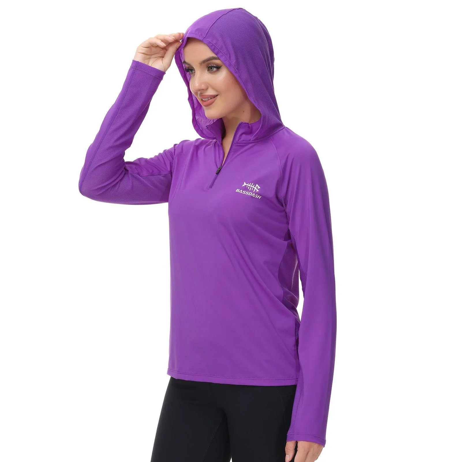 Women’s UPF 50  Long Sleeve Hoodie Half Zip Shirt