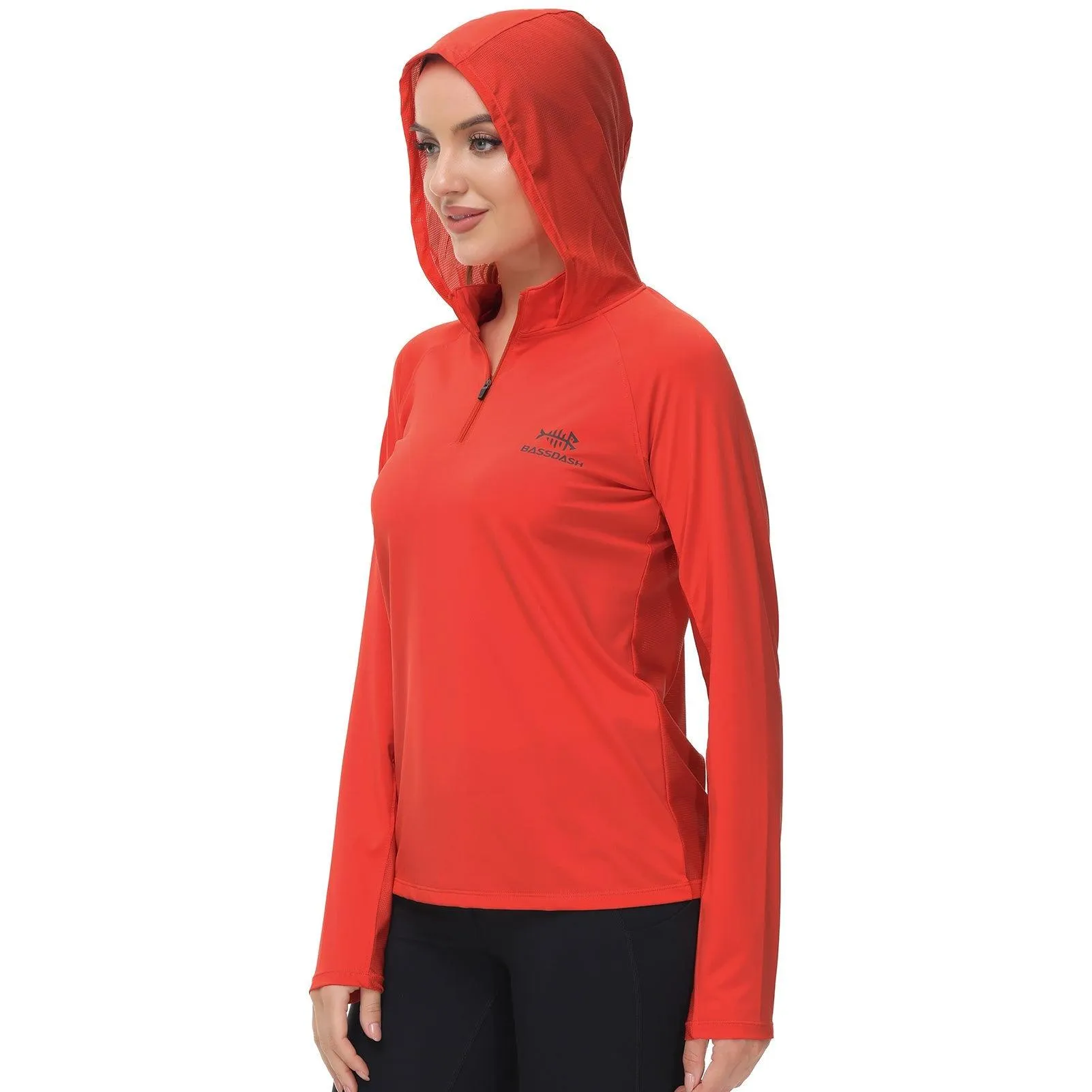 Women’s UPF 50  Long Sleeve Hoodie Half Zip Shirt