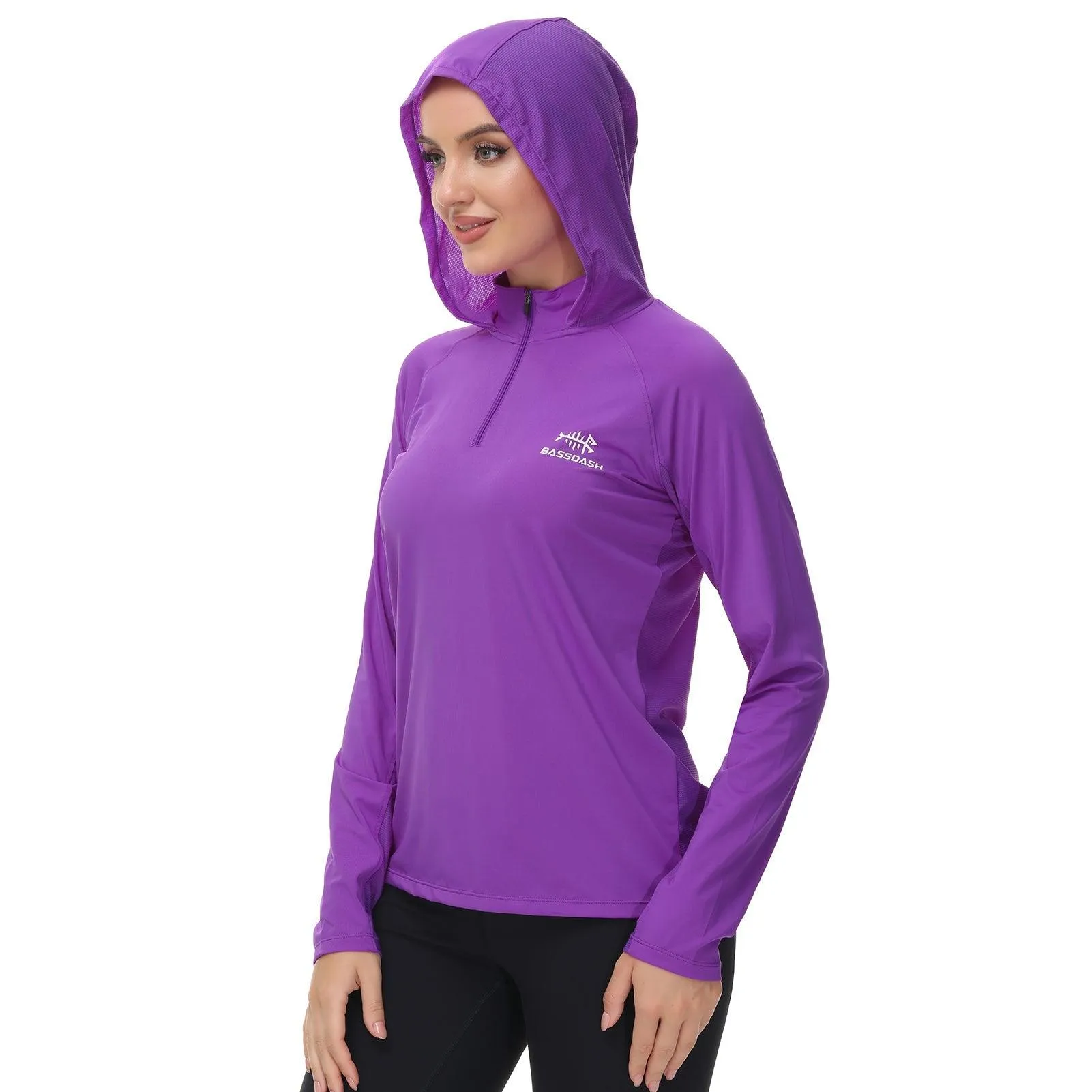 Women’s UPF 50  Long Sleeve Hoodie Half Zip Shirt