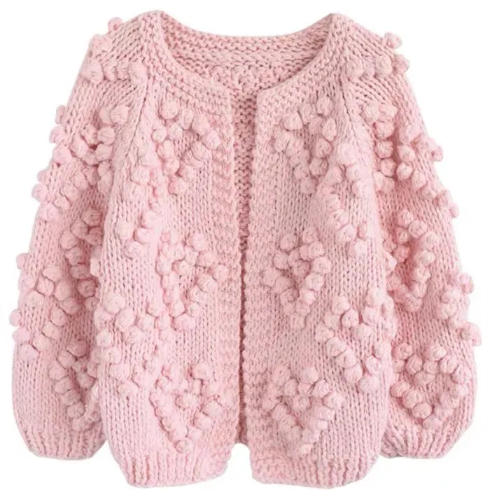 Wool Ball Bat Needle Thick Line Loose and Thin Short Sweater Cardigan Jacket