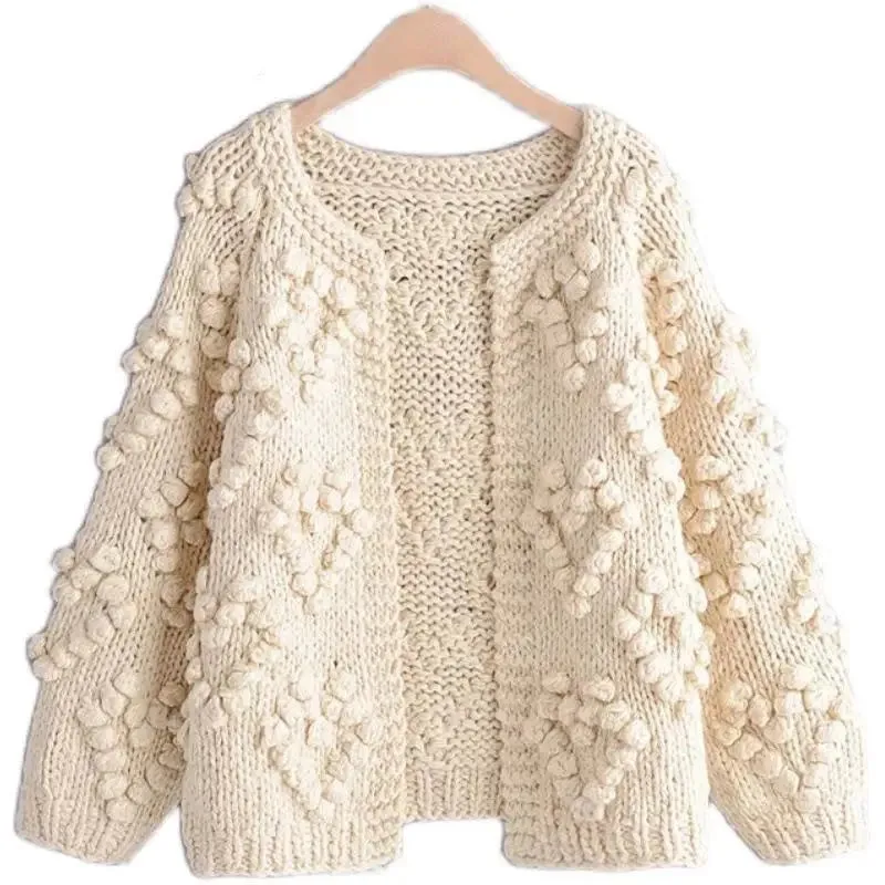 Wool Ball Bat Needle Thick Line Loose and Thin Short Sweater Cardigan Jacket